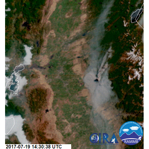 Detwiler Fire GOES16 Satellite Image from 7-19-17