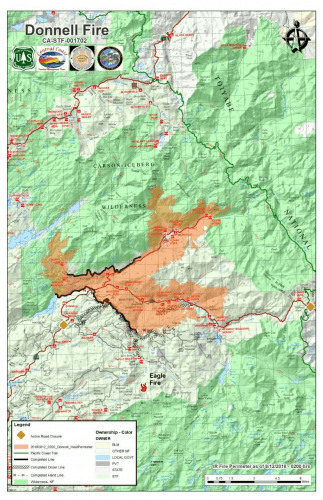 Donnell Fire map 8-12-18
