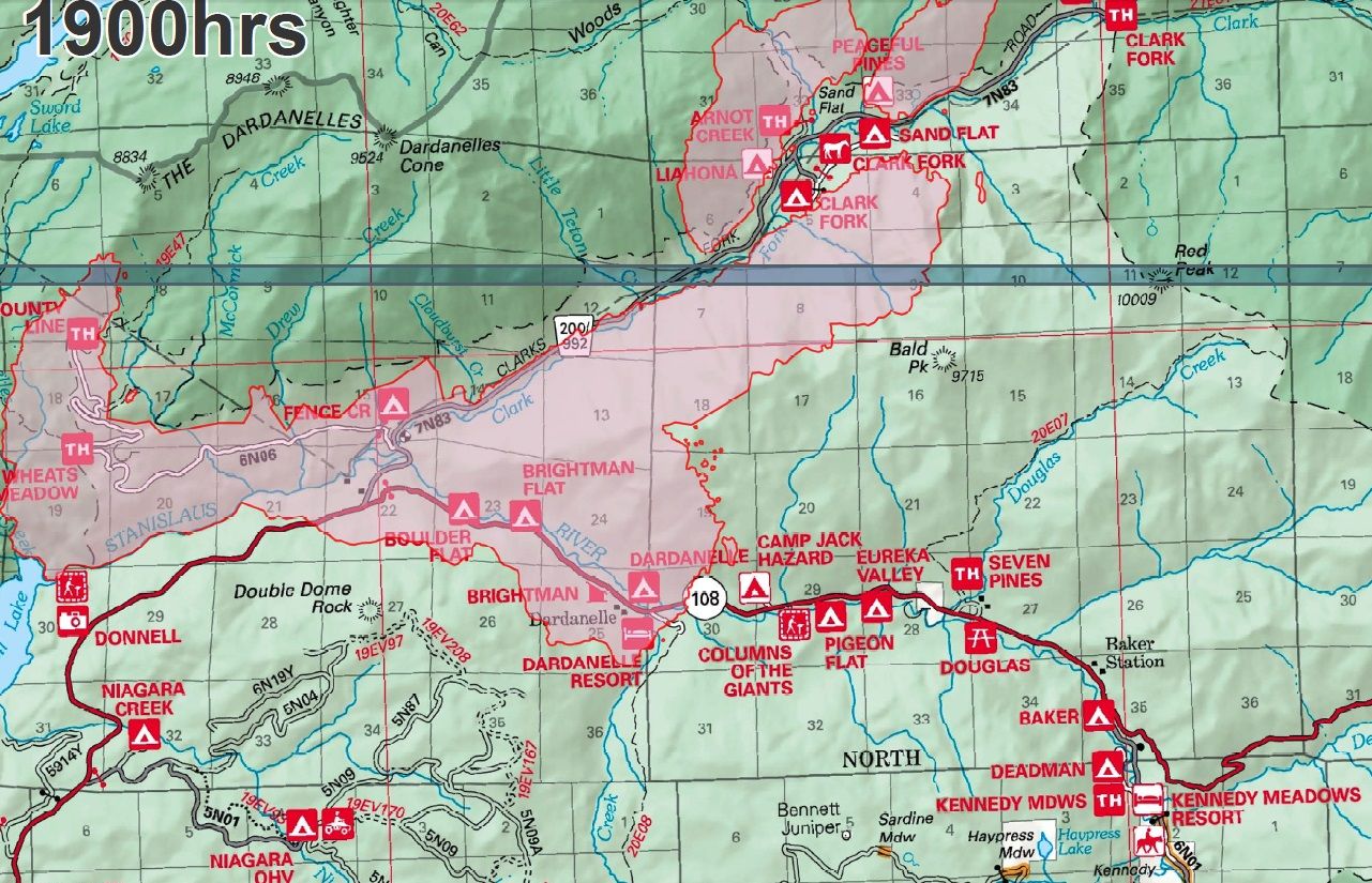 Donnell fire map